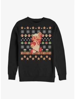 Gamer Nintendo Super Mario Retro Jump Christmas Pattern Sweatshirt