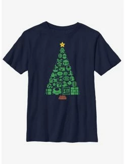 Gamer Nintendo Super Mario Christmas Tree Icons Youth T-Shirt