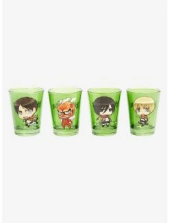 Anime Attack On Titan Chibi Characters Mini Glass Set - BoxLunch Exclusive