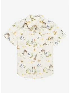 Anime Studio Ghibli My Neighbor Totoro Forest Spirits & Flora Toddler Woven Button-Up - BoxLunch Exclusive