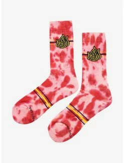 Anime Avatar: The Last Airbender Firebending Symbol Tie-Dye Crew Socks - BoxLunch Exclusive -Cheap Anime Store 17259076 av2