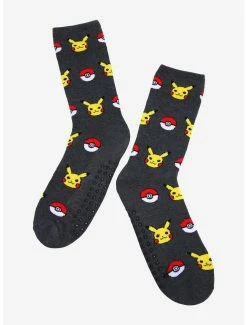Gamer Pokémon Pokeball And Pikachu Crew Socks