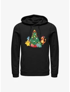 Gamer Pokémon Christmas Tree Pikachu, Squirtle, Bulbasaur And Charmander Hoodie