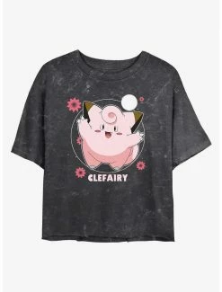 Gamer Pokemon Clefairy Fairy Dance Mineral Wash Womens Crop T-Shirt