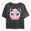 Gamer Pokemon Jigglypuff Face Mineral Wash Womens Crop T-Shirt