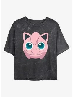 Gamer Pokemon Jigglypuff Face Mineral Wash Womens Crop T-Shirt