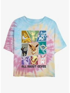 Gamer Pokemon All About Eevee Tie-Dye Womens Crop T-Shirt