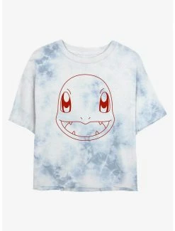 Gamer Pokemon Charmander Outline Tie-Dye Womens Crop T-Shirt