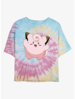 Gamer Pokemon Clefairy Tie-Dye Womens Crop T-Shirt