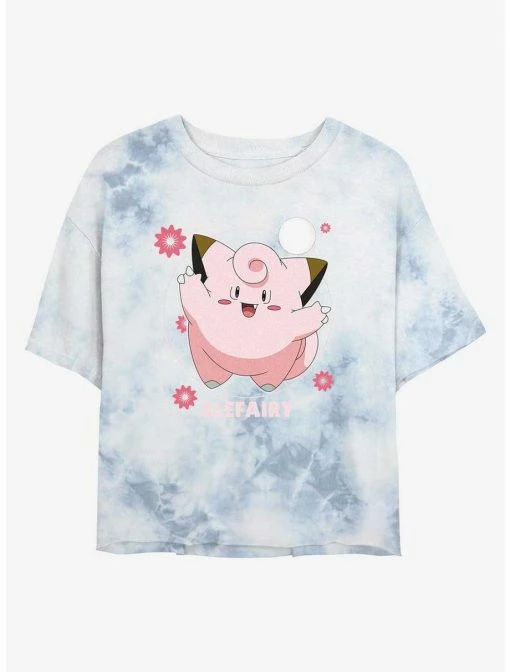 Gamer Pokemon Clefairy Fairy Dance Tie-Dye Womens Crop T-Shirt -Cheap Anime Store 20313394 hi
