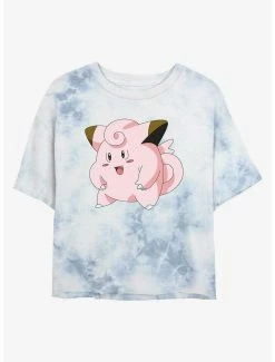 Gamer Pokemon Clefairy Pose Tie-Dye Womens Crop T-Shirt