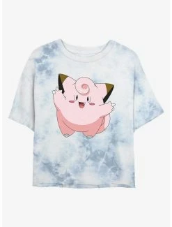 Gamer Pokemon Clefairy Tie-Dye Womens Crop T-Shirt
