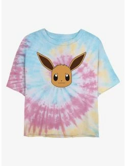 Gamer Pokemon Eevee Face Tie-Dye Womens Crop T-Shirt