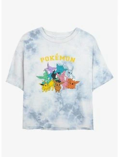 Gamer Pokemon Gotta Catch Eeveelutions Tie-Dye Womens Crop T-Shirt