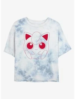 Gamer Pokemon Jigglypuff Outline Tie-Dye Womens Crop T-Shirt