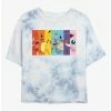 Gamer Pokemon Rainbow Faces Tie-Dye Womens Crop T-Shirt