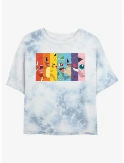 Gamer Pokemon Rainbow Faces Tie-Dye Womens Crop T-Shirt