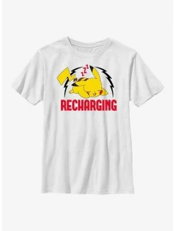 Gamer Pokemon Sleepy Pikachu Recharging Youth T-Shirt